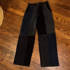Patchwork Black and Blue jeans